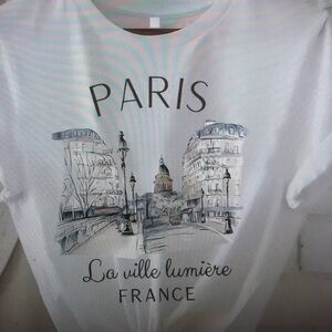 Paris Print T-Shirt Short Sleeve Crew Neck Shirt